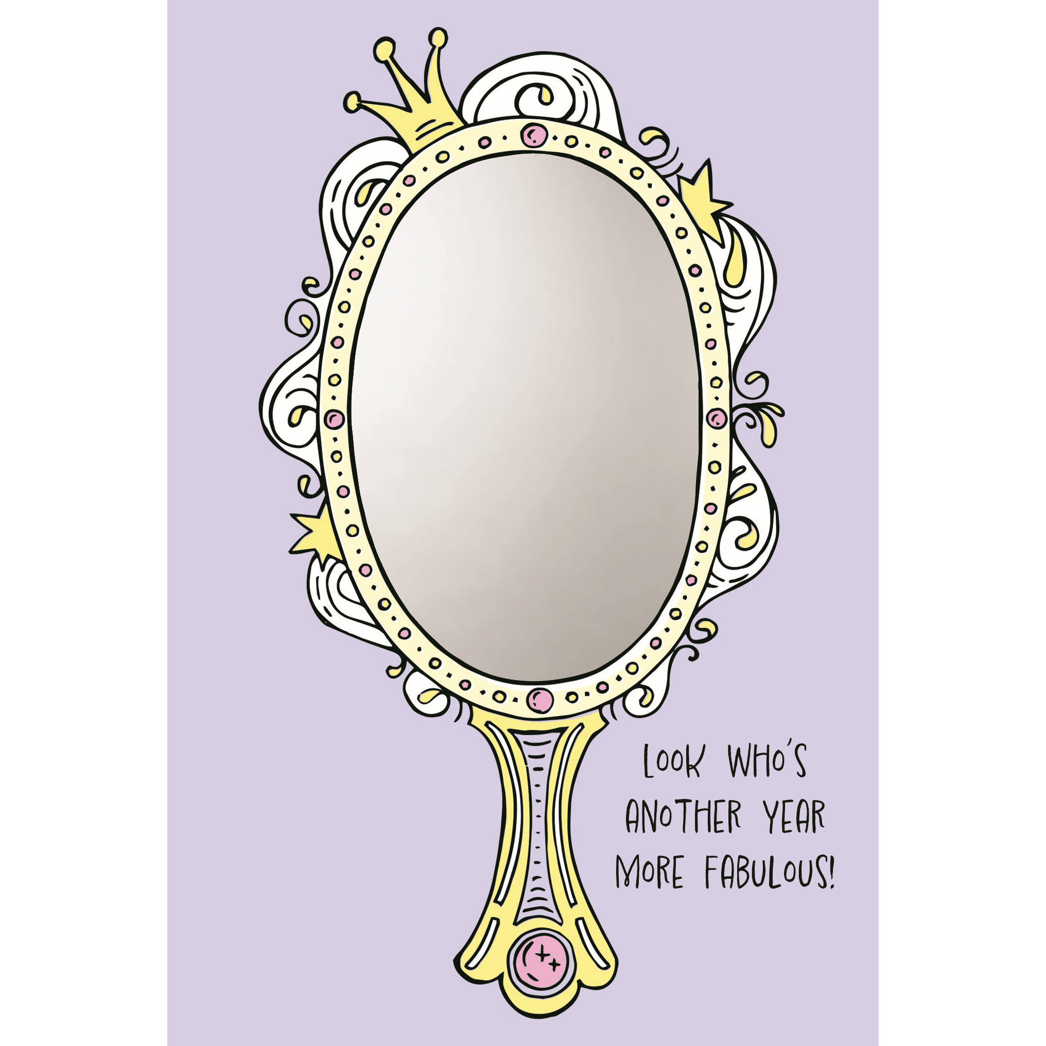 Pictura Hand Mirror Birthday Card featuring a decorative mirror design, perfect for celebrating special occasions.